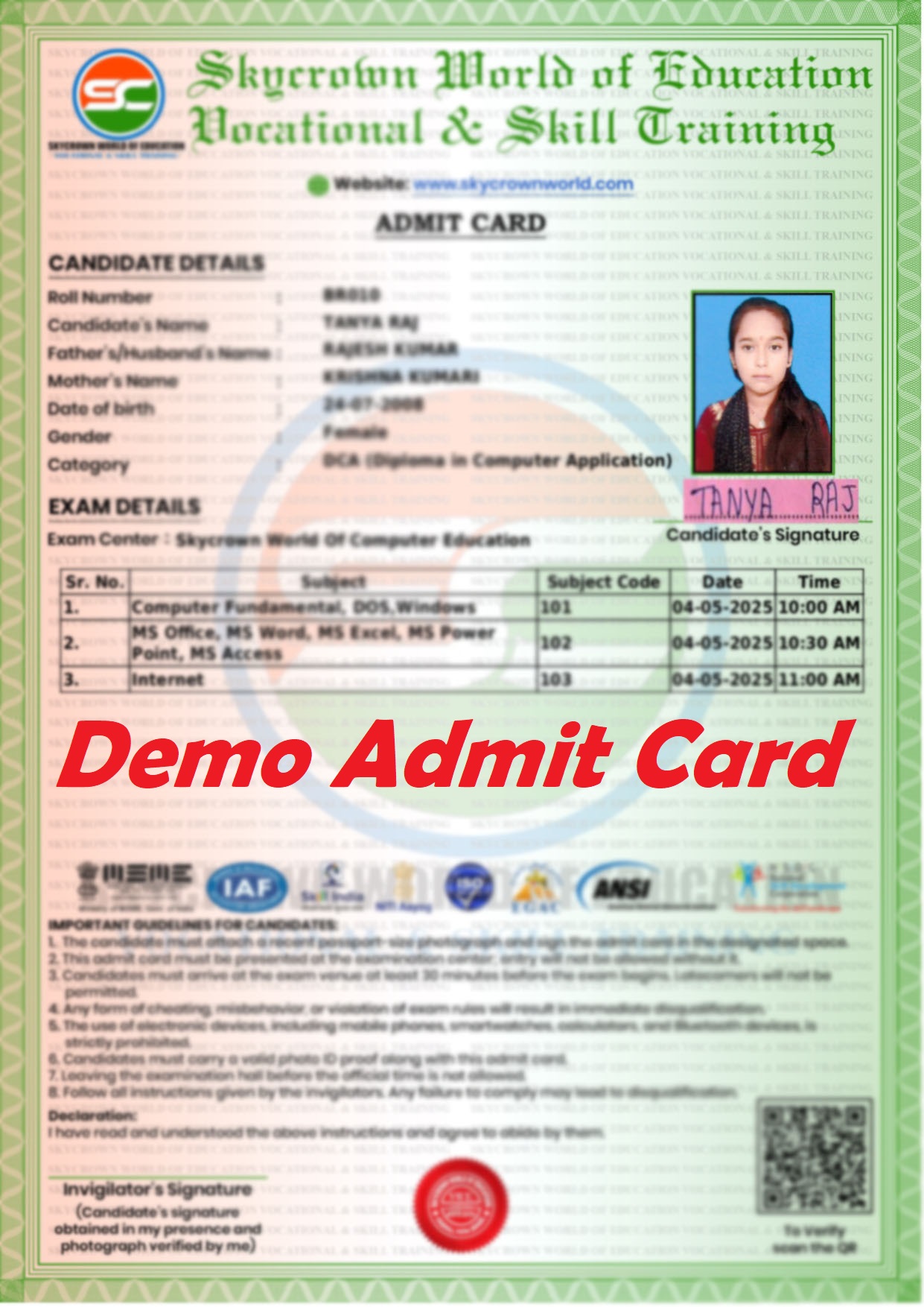 admin card